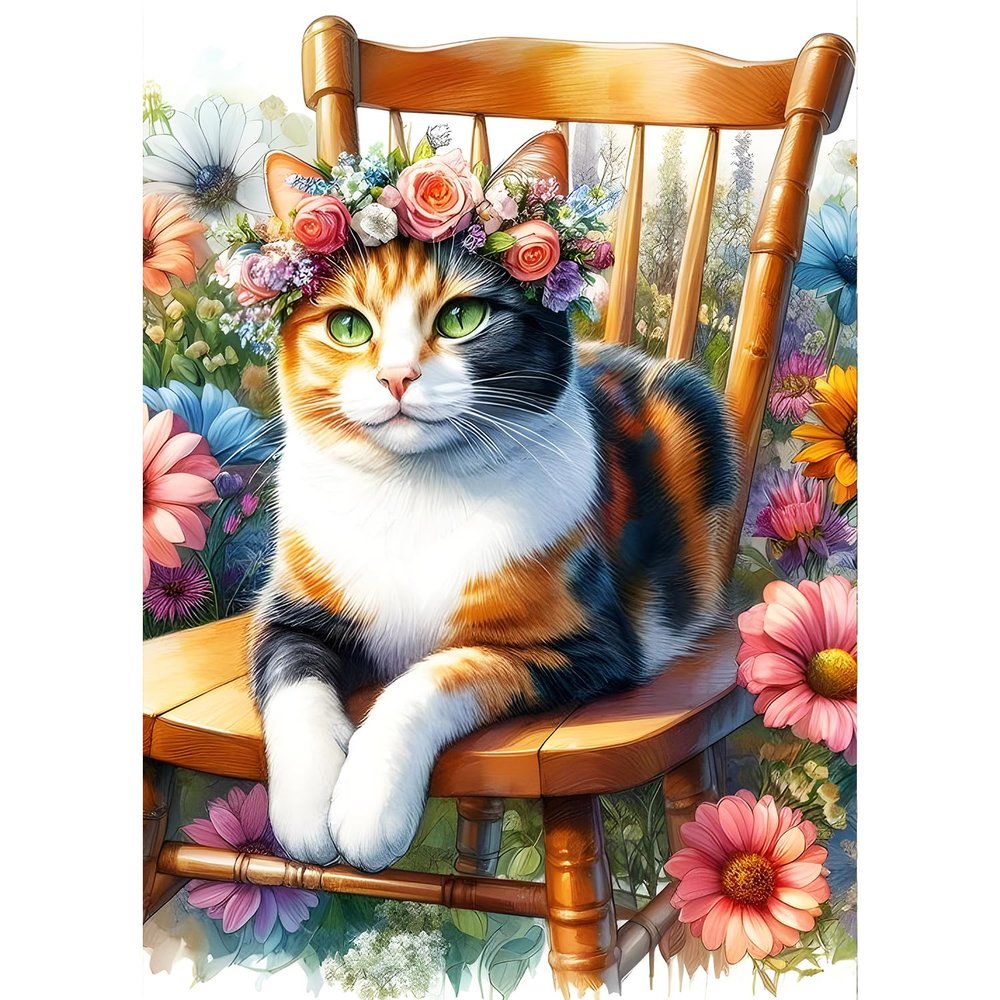 QINRUBB DIY Calico Cat Diamond Painting Kit