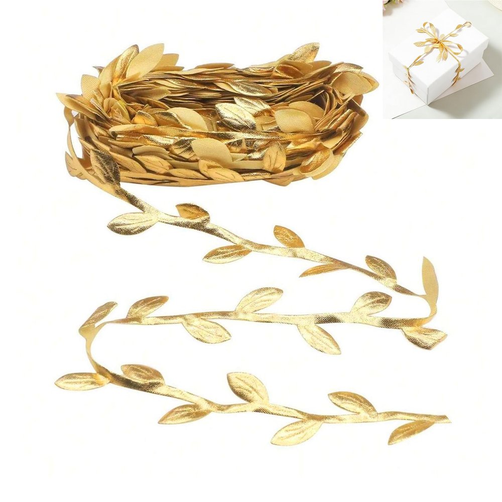 GIONAR 10M Gold Leaf Garland Ribbon