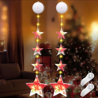 2-Pack LED Christmas Window Lights with Suction Cups
