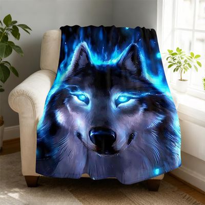 LCE Blue Flame Fleece Throw Blanket, 60 x 80 in