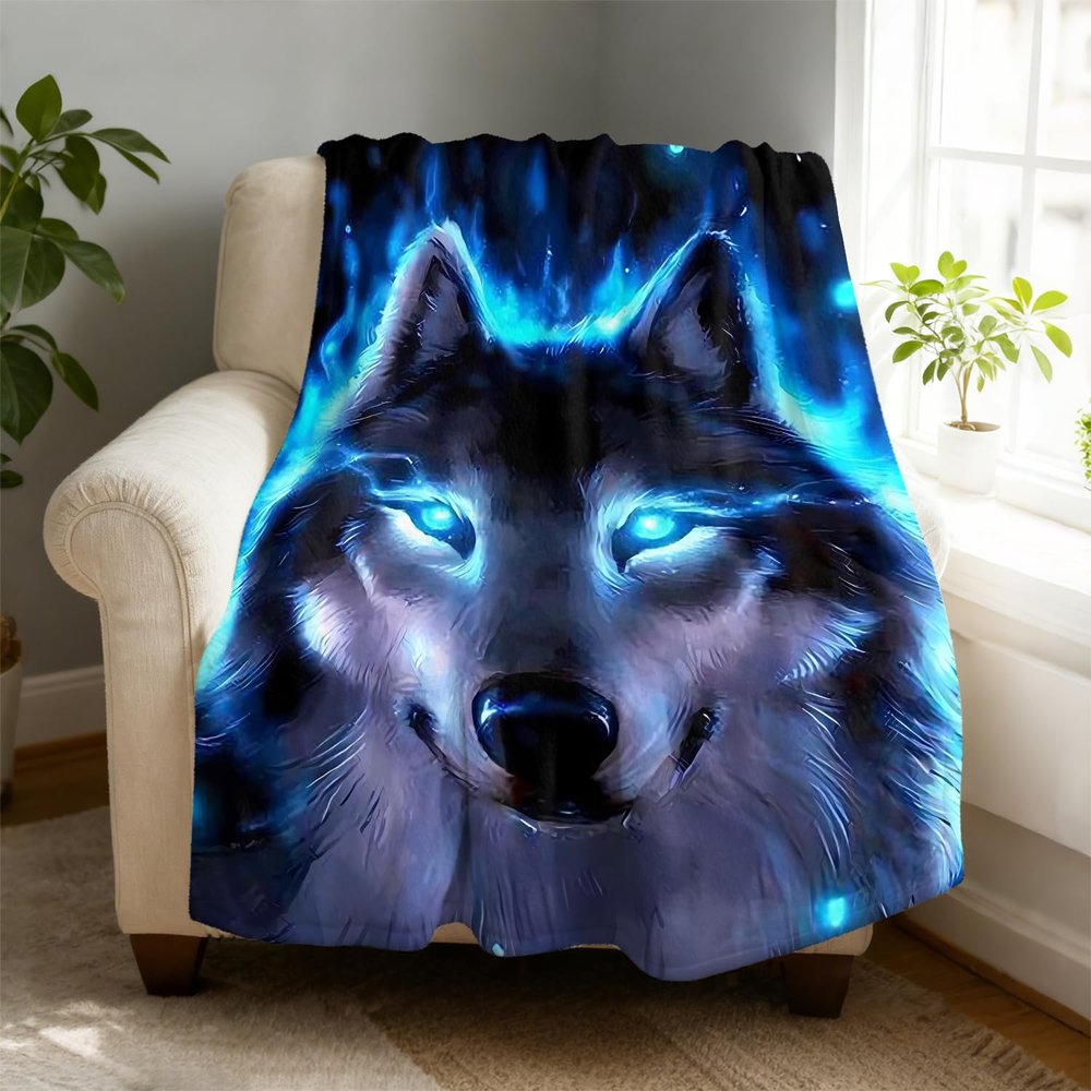 LCE Blue Flame Fleece Throw Blanket, 60 x 80 in