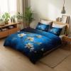 Kids' Soft Floral Bedding Set, Blue, 200 x 200 cm, 3-Piece Microfiber Set view 1