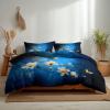 Kids' Soft Floral Bedding Set, Blue, 200 x 200 cm, 3-Piece Microfiber Set view 2