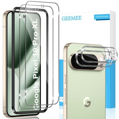 GEEMEE 2+2-Pack Tempered Glass Screen & Camera Protectors for Google Pixel 10 Pro XL, 9H HD