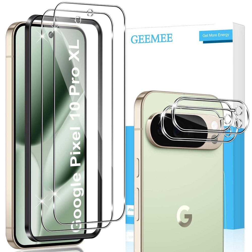 GEEMEE 2+2-Pack Tempered Glass Screen & Camera Protectors for Google Pixel 10 Pro XL, 9H HD