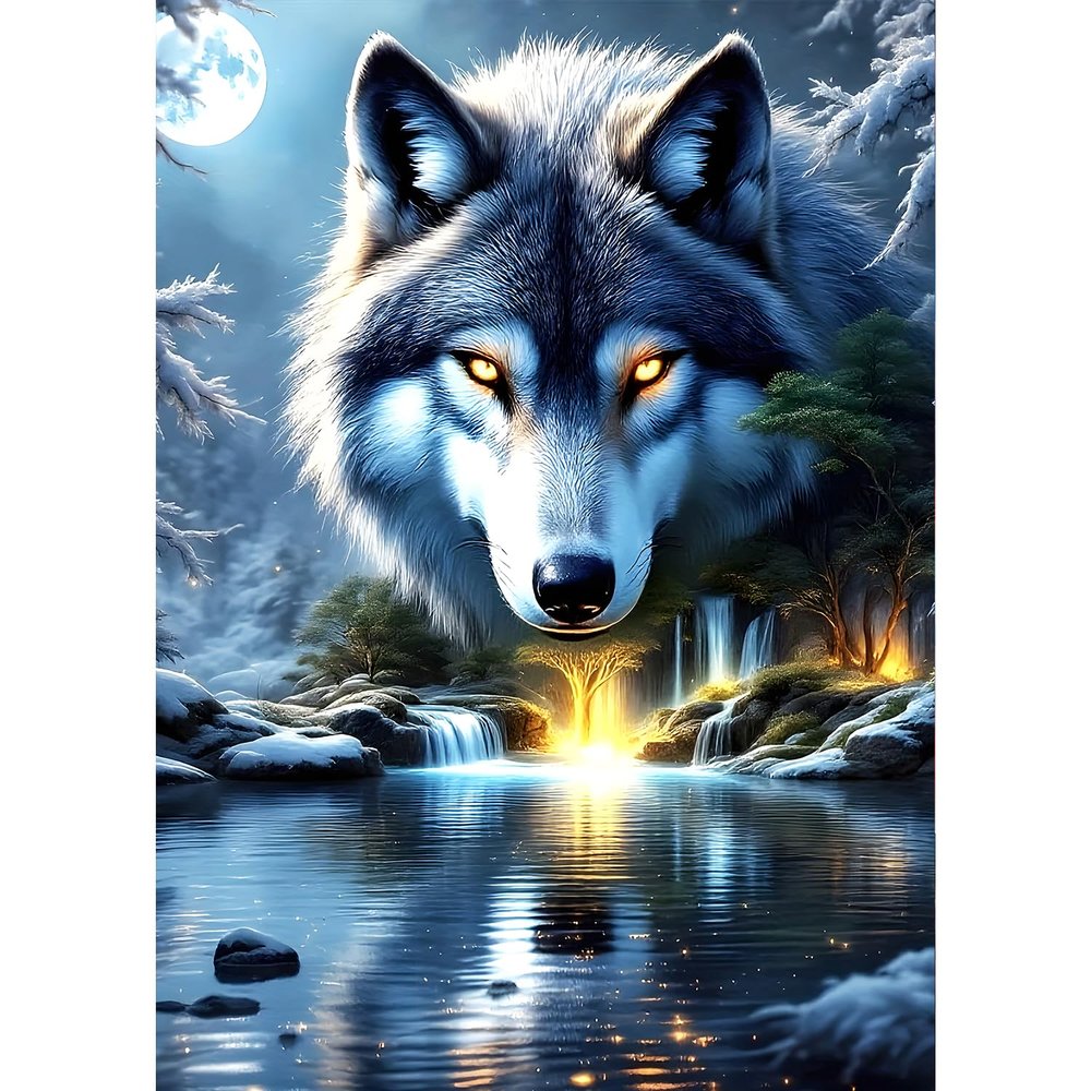 QQYRHN 5D Fantasy Wolf Diamond Painting Kit