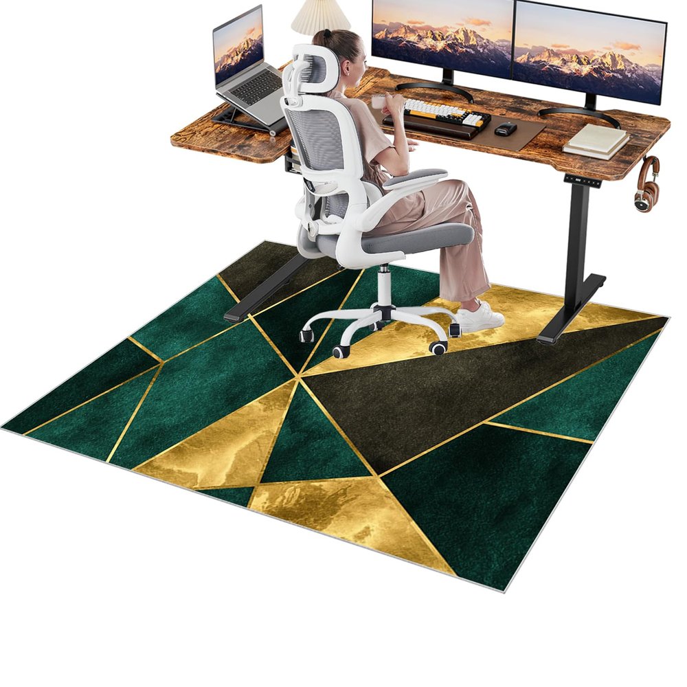 Desk Chair Floor Mat, 120 x 140 cm, Scratch-Resistant Rug for Hard Floors