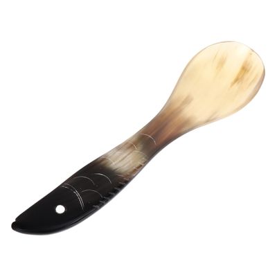 LABRIMP Handmade Ox Horn Soup Spoon with Stylish Fish Design