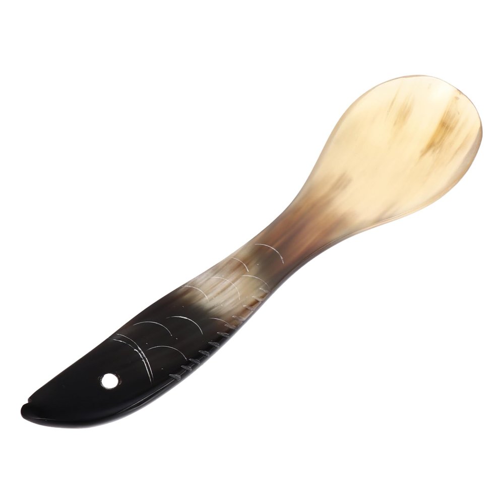 LABRIMP Handmade Ox Horn Soup Spoon with Stylish Fish Design