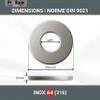 Stainless Steel Washers: M16 x 50 mm, 3 mm Thick | Flat Washer M16 x 50 mm | Stainless Steel A4 (V4A/AISI 316), DIN 9021 | For Screws, Nuts and Bolts: 2-Pack ProRaje view 3
