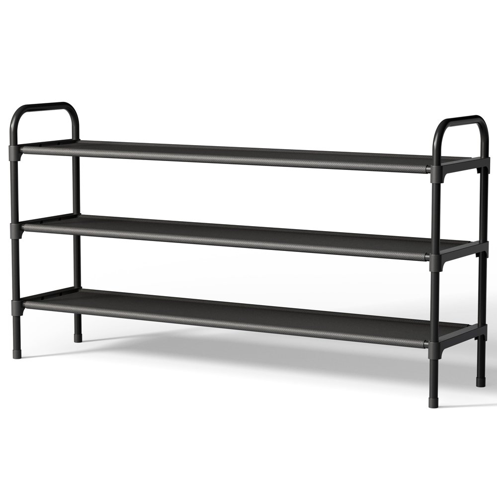 Kitsure Shoe Rack for Closet, 3-Tier, Black