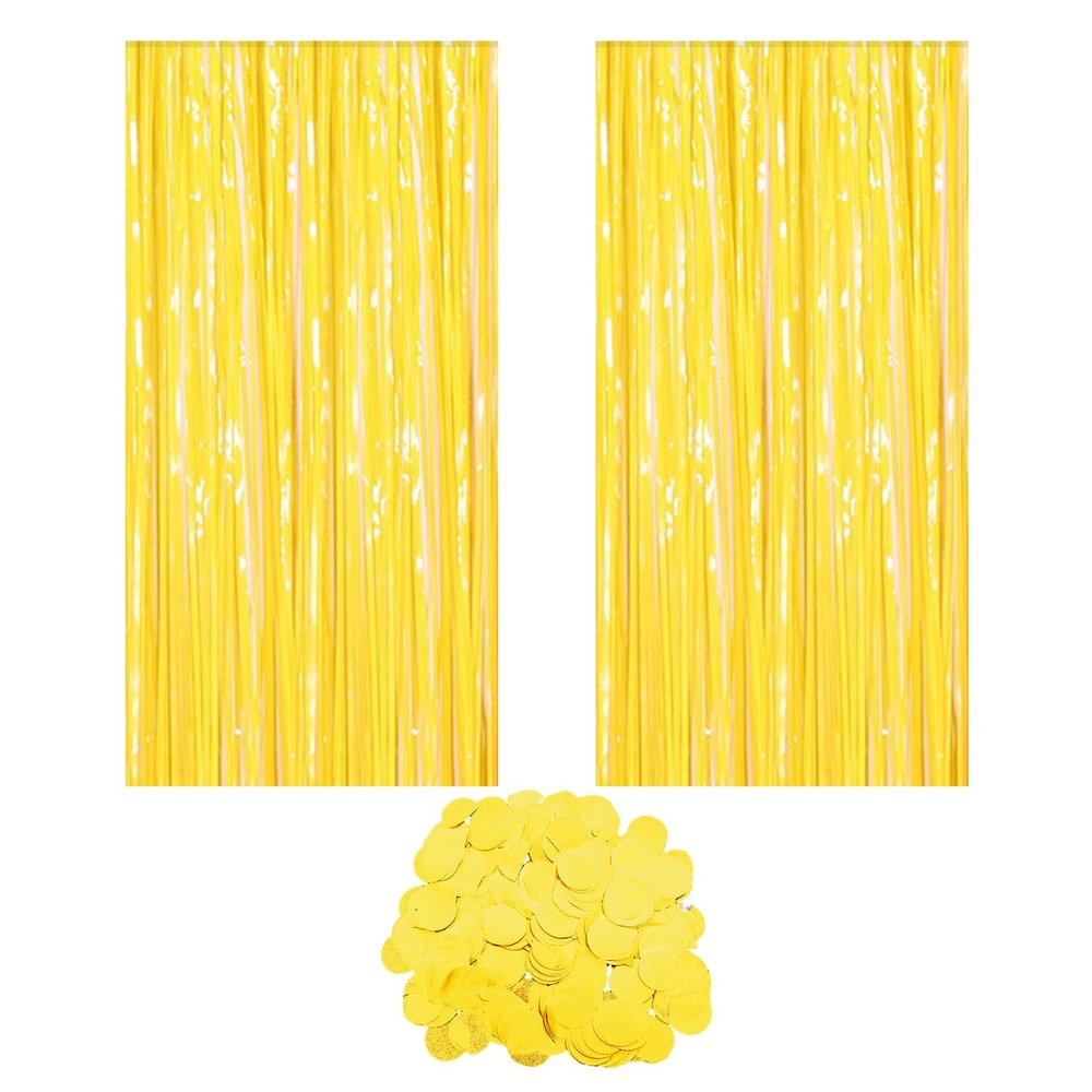 2 Yellow Rain Curtains & Decorative Paper Pack