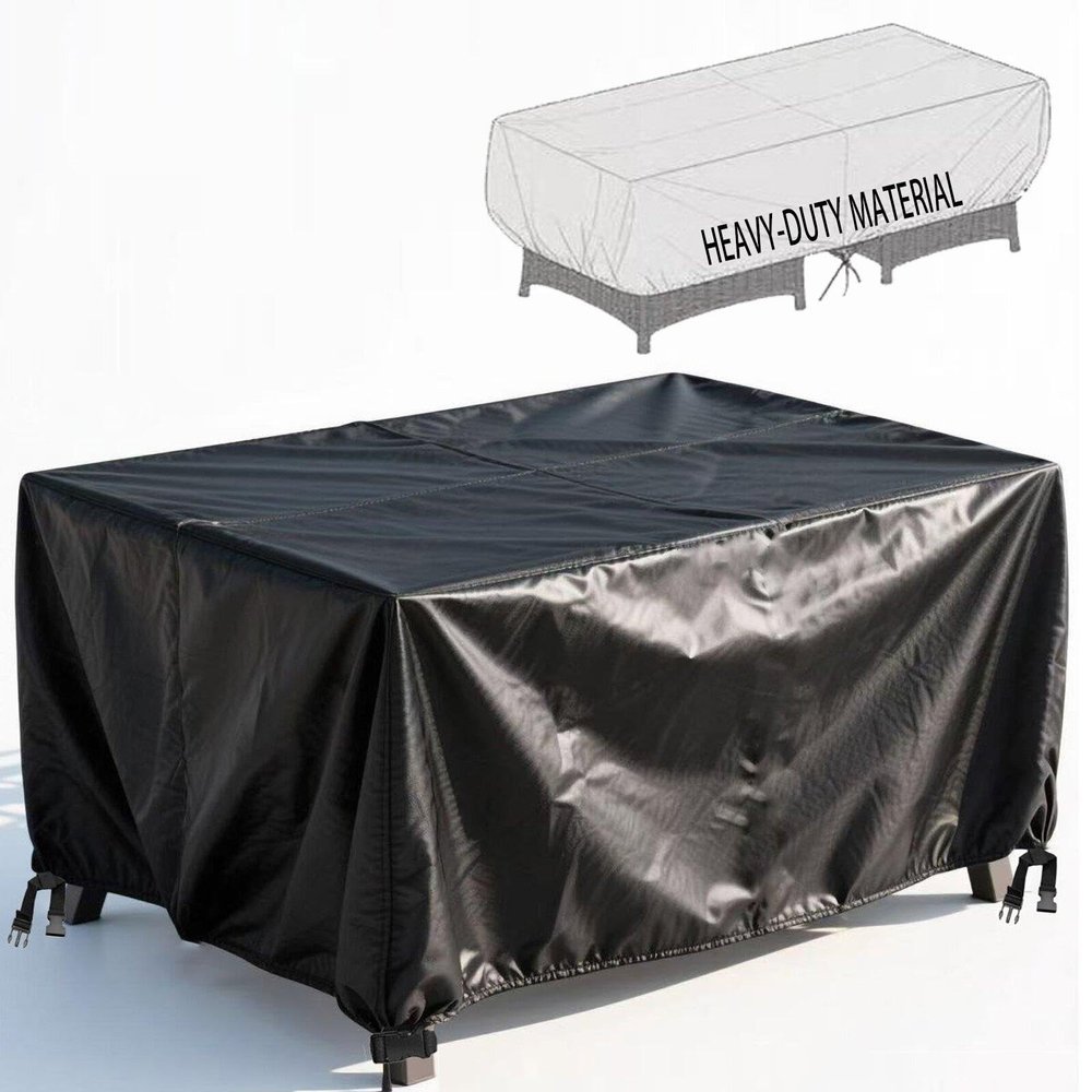 Outdoor Furniture Cover 130 x 100 x 95 cm, Waterproof Black Rectangular 420D Oxford Cover
