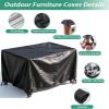 Outdoor Furniture Cover 130 x 100 x 95 cm, Waterproof Black Rectangular 420D Oxford Cover view 2