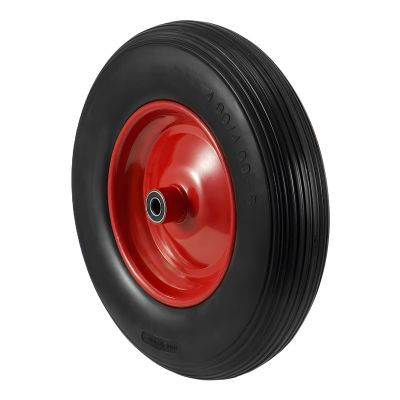 Trintion 4.80/4.00-8 PU Solid Wheel for Wheelbarrows, 15-Inch Axle, Grooved Tread