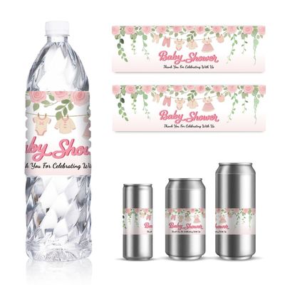 GOMAKERER 30 Sheets Water Bottle Labels for Newborns Pink June Rose