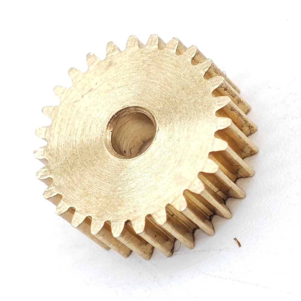ELILANEY 5-Piece 0.2 Module 30-Tooth Brass Flat Spur Gear, 6.4 mm Diameter, 1.2 mm Thick, 1 mm Tight Fit