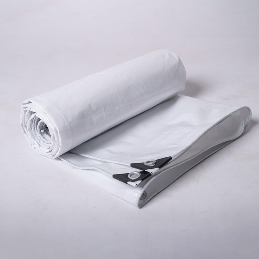 Yurstcggh PE Protective Tarp, Waterproof Fabric Cover, Tear-Resistant Weatherproof Tarp, Double-Sided UV-Coated, White, 2.9 m, 550 g