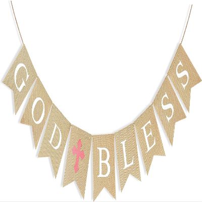 Pink God Bless Banner for Baptism