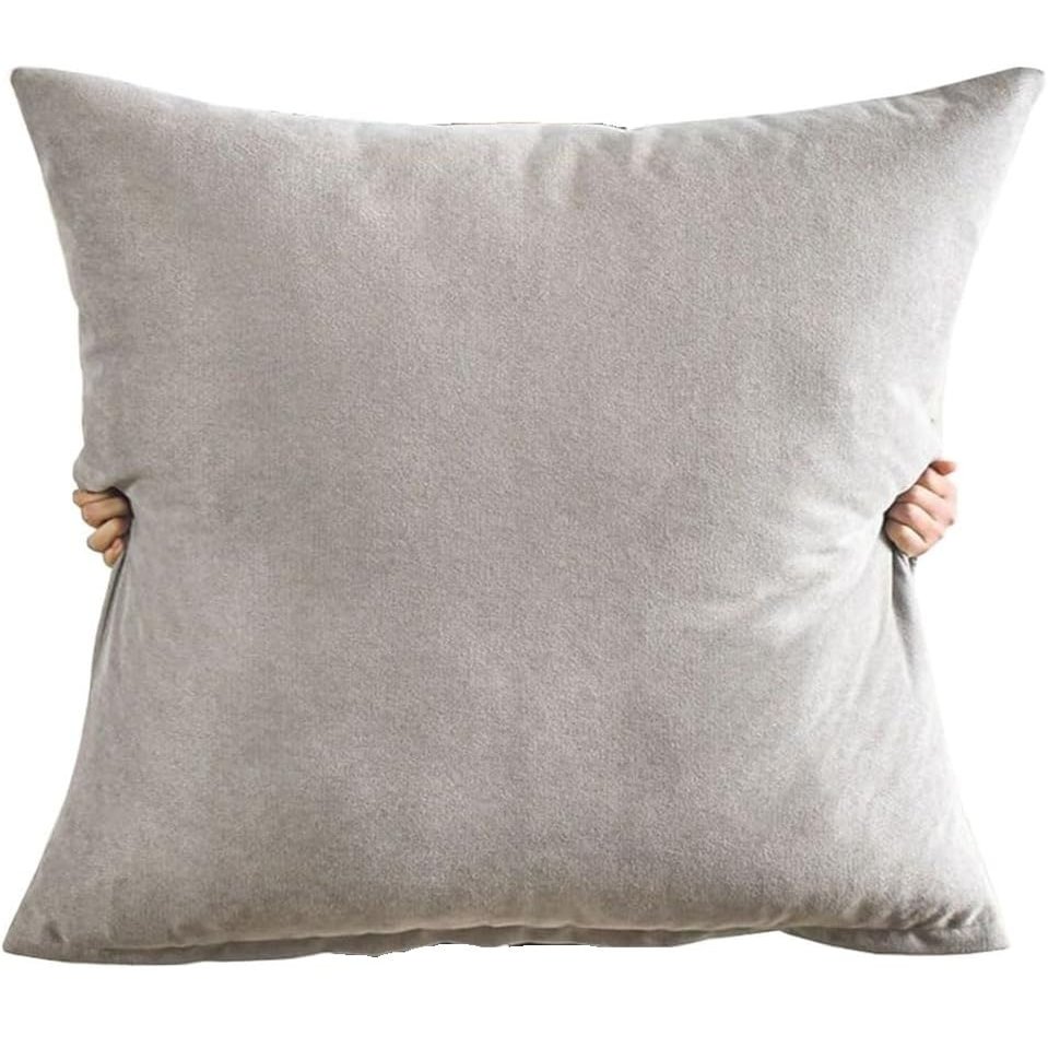 Korean Velvet Stain-Resistant Square Pillowcase, 80 x 80 cm, Invisible Zipper, Machine Washable, Gray