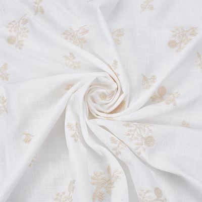 BENECREAT Cotton Fabric with Floral Embroidery 100x140cm