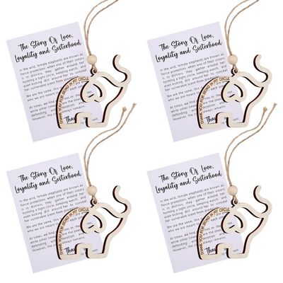 CRAFTYMELODY 4 Set Wooden Elephant Ornaments