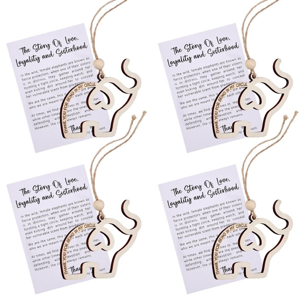CRAFTYMELODY 4 Set Wooden Elephant Ornaments