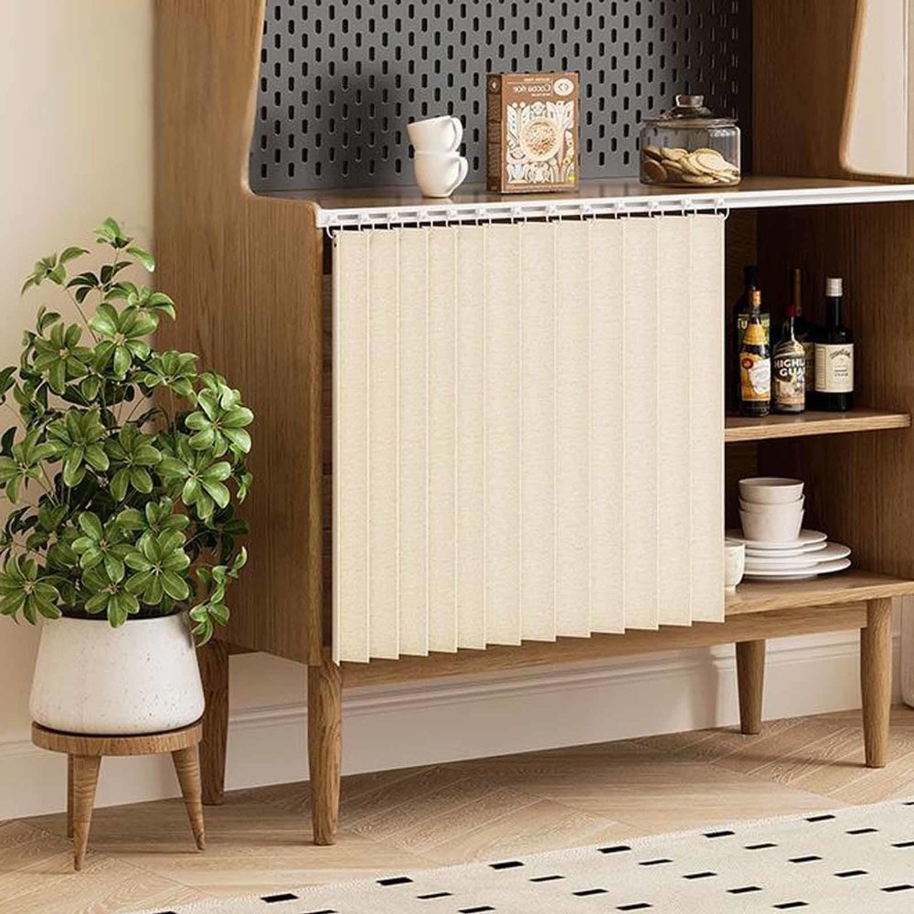 MTHGH Sliding Cabinet Curtain with Track, Self-Adhesive, W170 x H80 cm