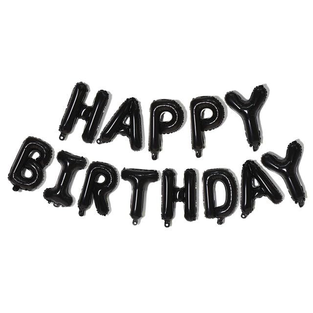 Sanu Belle Black Happy Birthday Foil Balloons 16"