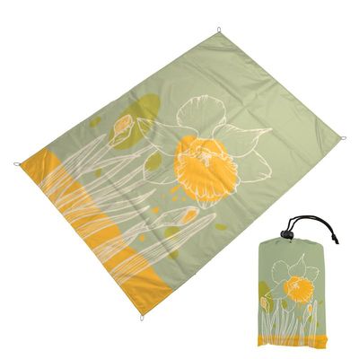 Surwin Sand-Free Waterproof Beach Blanket, Lightweight Portable Picnic Mat, 140 x 150 cm, Floral Line