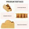 HAOTIAN-X Cloud-Shaped Wooden Remote Control Holder, 4 Compartments, Desk Organizer, 23 x 11 x 8 cm view 3