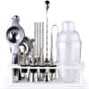 ZHANGXABN Cocktail Shaker Set, 17-Piece Bartender Set with Elegant Wooden Stand, Black view 1