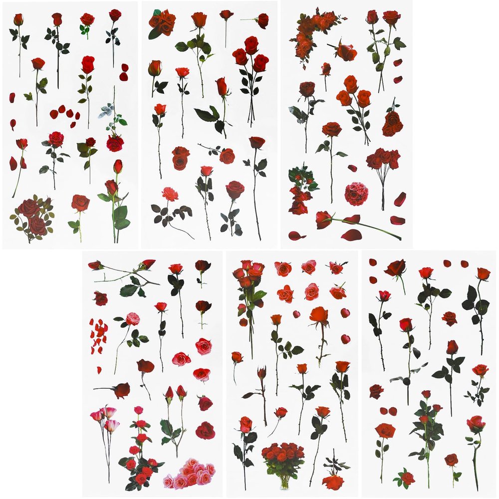 REEKNOKOL 12 Sheets Flower Stickers