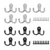 10 Pack Double Coat Hooks - Black and Silver view 1