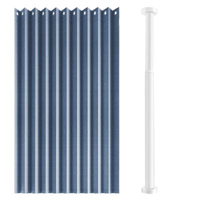 YWQJL Folding Door Curtain with Telescopic Rod, Magnetic Blackout Room Divider, 150 x 180 cm