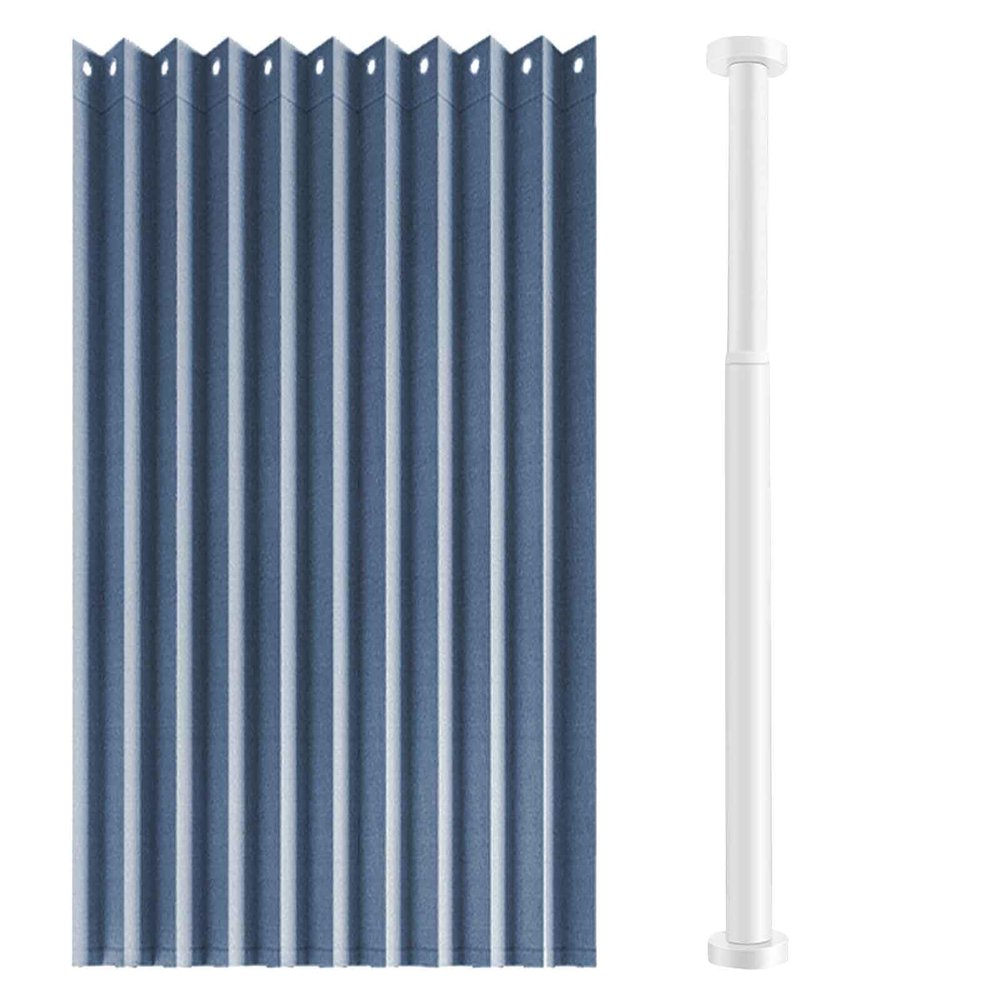 YWQJL Folding Door Curtain with Telescopic Rod, Magnetic Blackout Room Divider, 150 x 180 cm