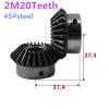 2-Piece 2M 20T Bevel Gear Set, Steel, 8–20 mm Bore, 90° Mesh (17 mm Bore) view 4