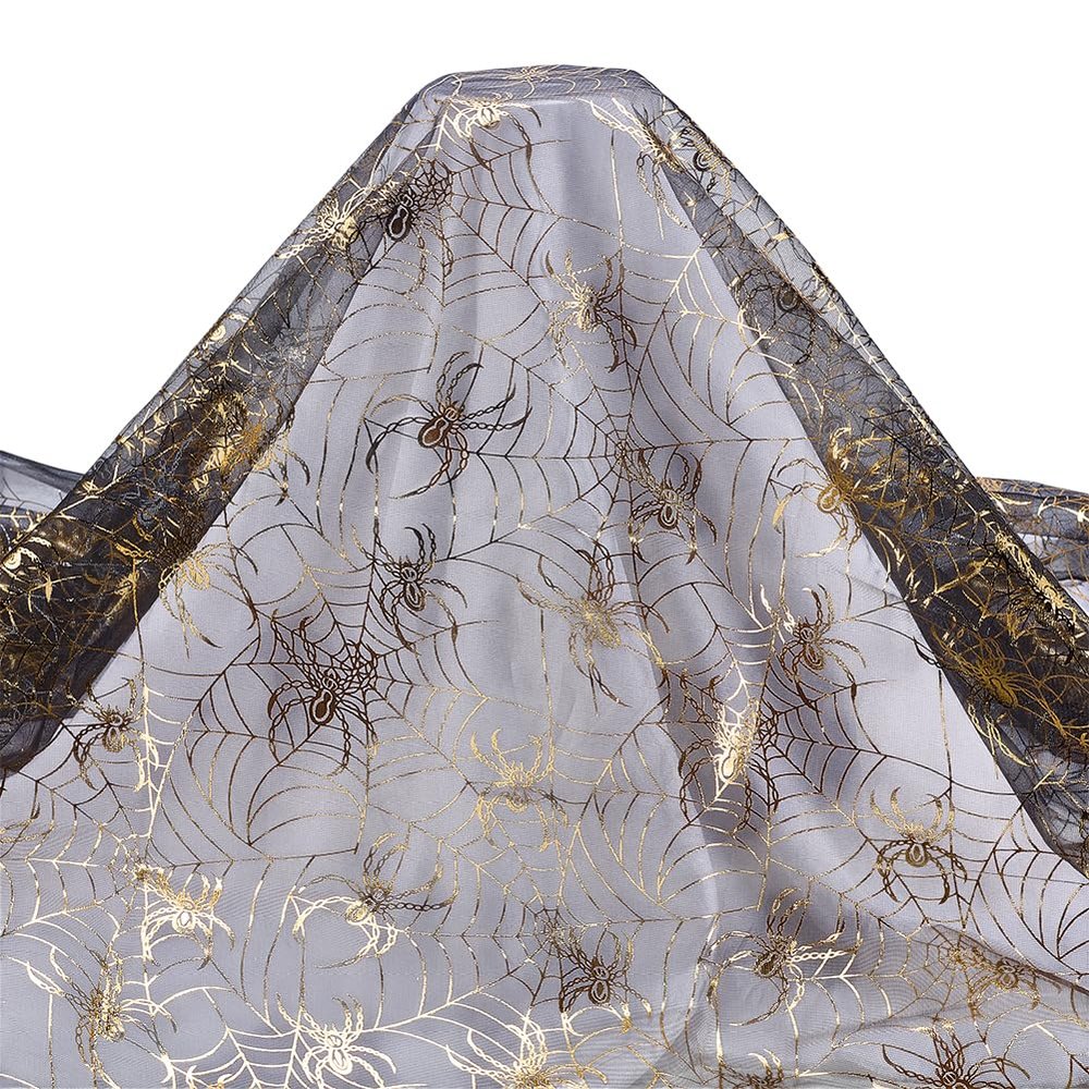 PH PandaHall Golden Silver Spiderweb Tulle Fabric