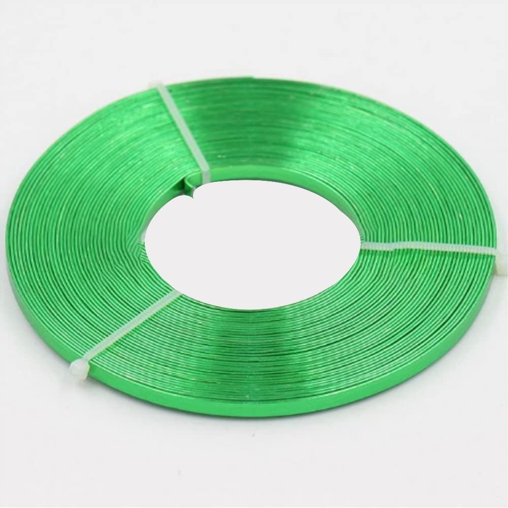 4 m Flat Aluminum Wire, 5 mm x 1 mm, Green