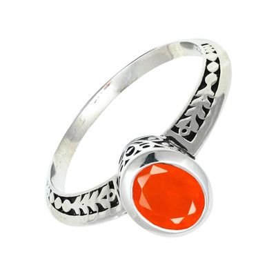 SILVERTROVE Carnelian Silver-Plated Handmade Band Ring, Unisex, Size 56 (17.8 mm)