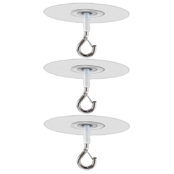 3-Pack Self-Adhesive Ceiling Hooks, Heavy-Duty