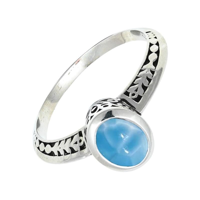 SILVERTROVE Larimar Gemstone Silver-Plated Band Ring, Size 57 (18.1)
