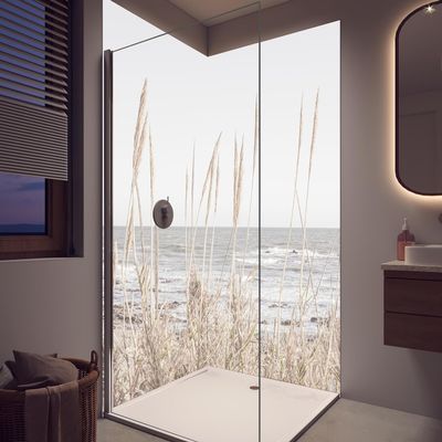 Old Brick Textured Aluminum Shower Back Panel, Matte, 90 x 200 cm