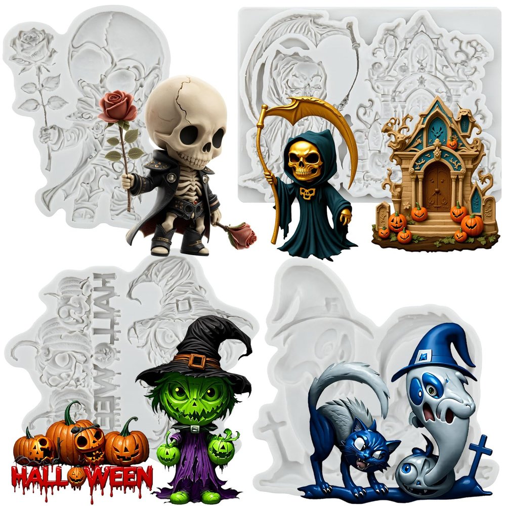 MYPRACS Halloween Skeleton Fondant Molds Set