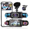 VECHTEL 2K Dash Cam for Cars, Front and Rear, with Wi-Fi, 4-Channel 1080P Car Camera, 3-Inch IPS Screen, 24H Parking Monitoring, Night Vision, G-Sensor, 360-Degree Protection, Supports up to 128 GB view 1