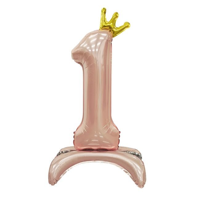Sanu Belle Number Balloon 1 Pink with Crown 32 Inch