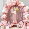 Sanu Belle Number Balloon 1 Pink with Crown 32 Inch view 4