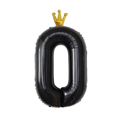 Sanu Belle Number Balloon 0 Black with Crown 40 Inch