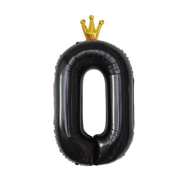 Sanu Belle Number Balloon 0 Black with Crown 40 Inch