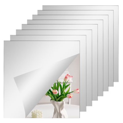 8 Pack Self-Adhesive Mirrors, 15 x 15 cm